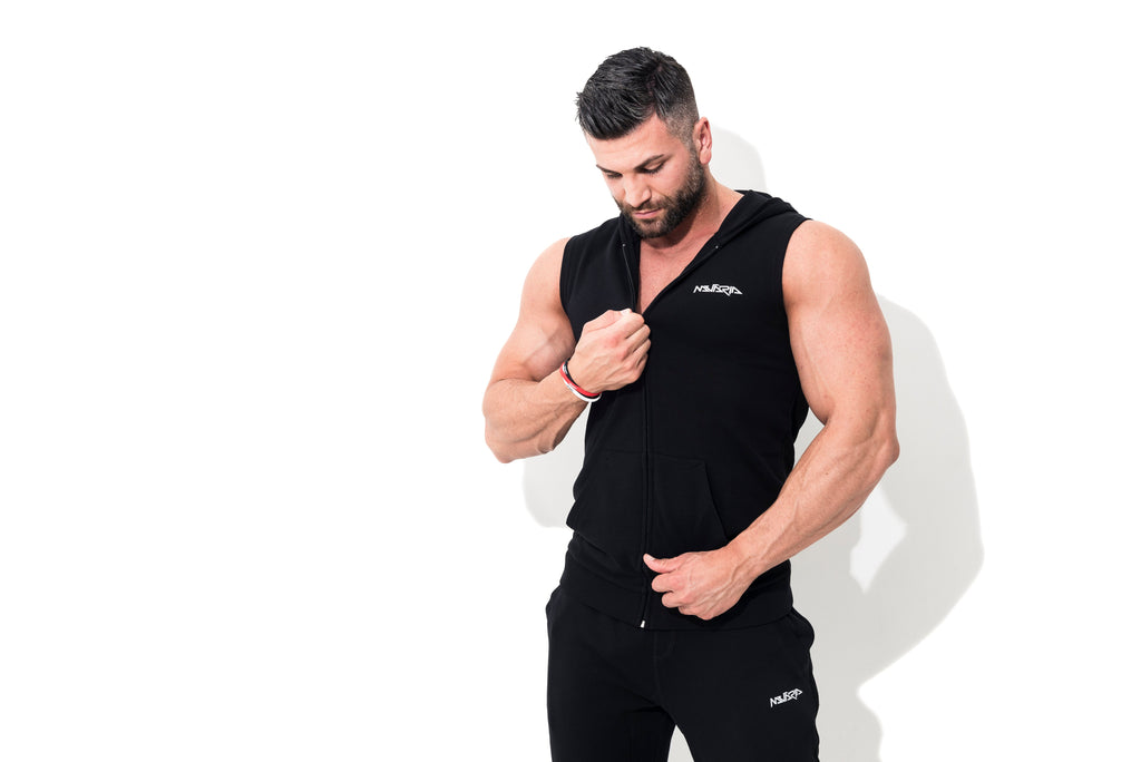 Mutaria Zip Sleeveless Hoodie Black
