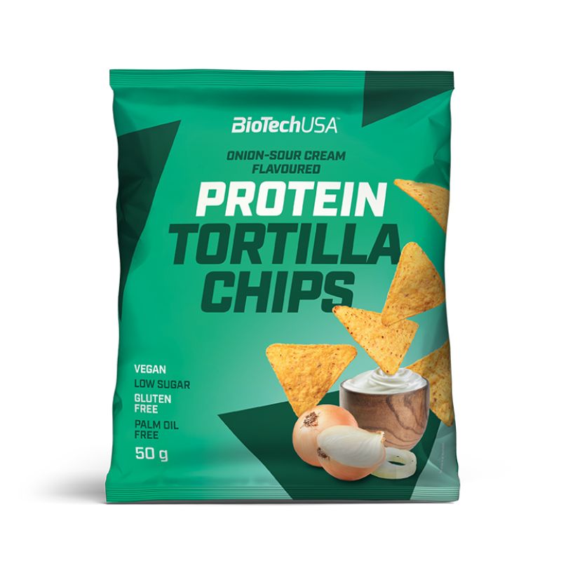 BioTechUSA Protein Tortilla Chips 50g Sour Cream & Onion (MHD 15/09/24)