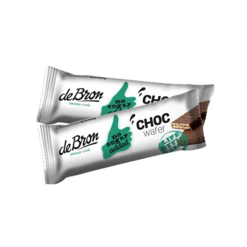 De Bron Choc Wafer Schoko Waffel ohne Zuckerzusatz 12x 34g BOX