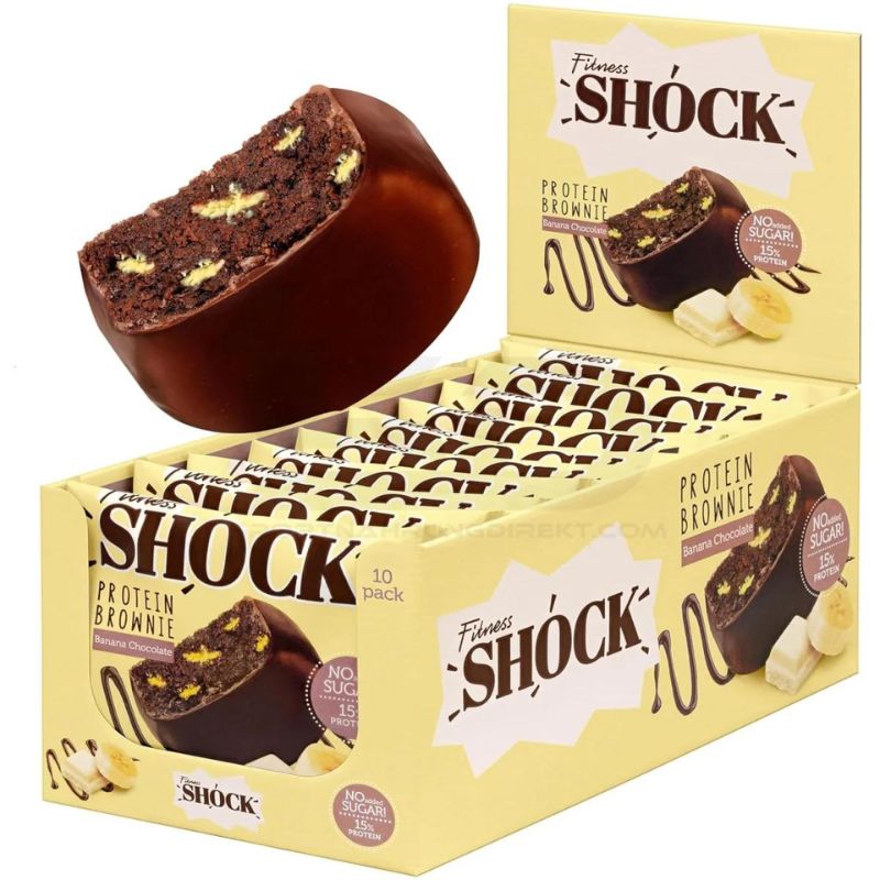 Fitness SHOCK® Protein Brownie 10 x 50g BOX Banana & Chocolate