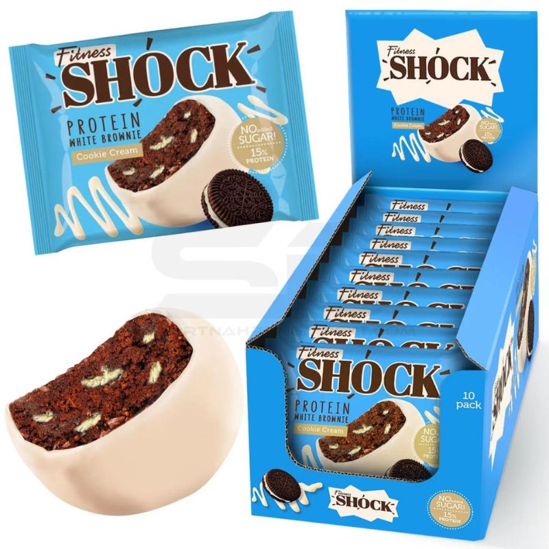 Fitness SHOCK® Protein Brownie 10 x 50g BOX Cookie Cream