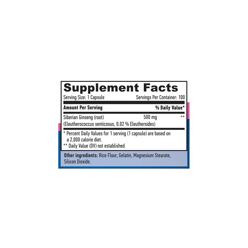 Haya Labs Siberian Ginseng 500mg 100 caps