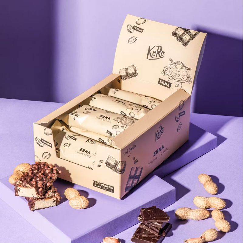 KoRo Proteinriegel 12 x 60g Erna - Peanut Zartbitter