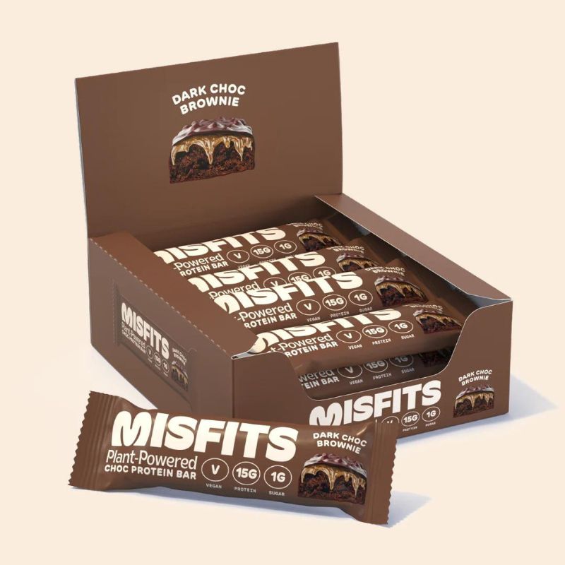 Misfits Vegan Protein Bar 12x45g BOX Dark Choc Brownie