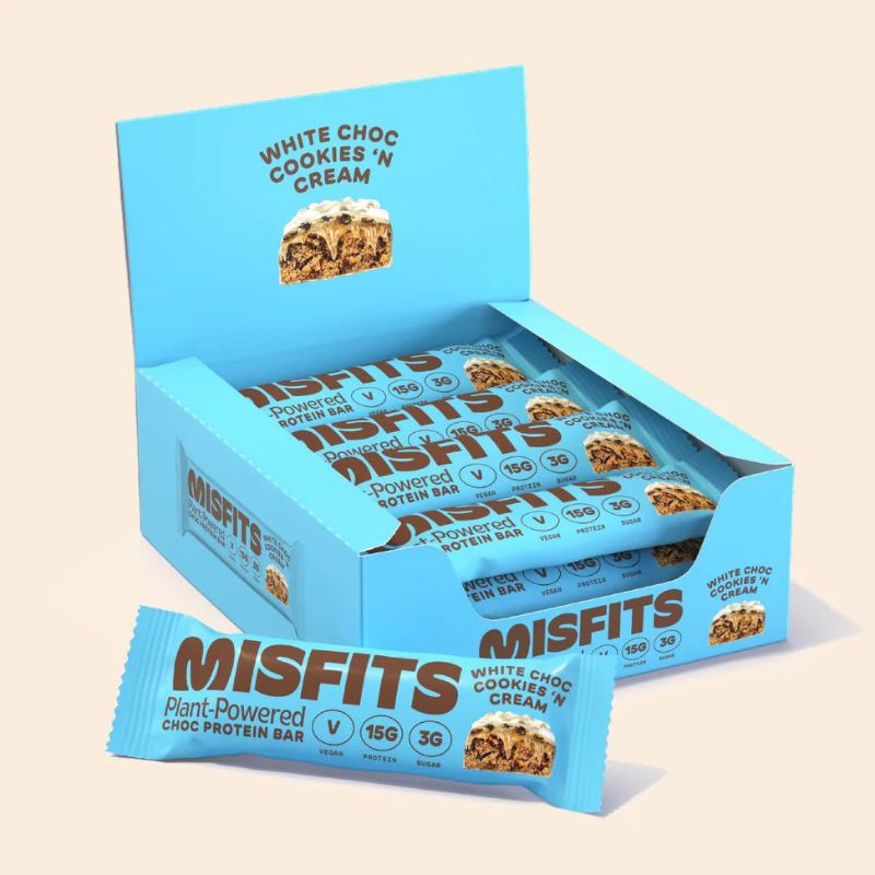 Misfits Vegan Protein Bar 12x45g BOX White Choc Cookies&Cream