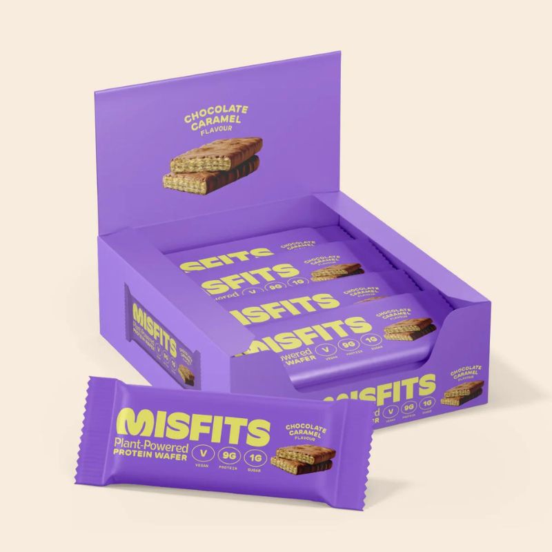 Misfits Vegan Protein Wafers 12x 37g BOX Chocolate Caramel (MHD 12/06/24)