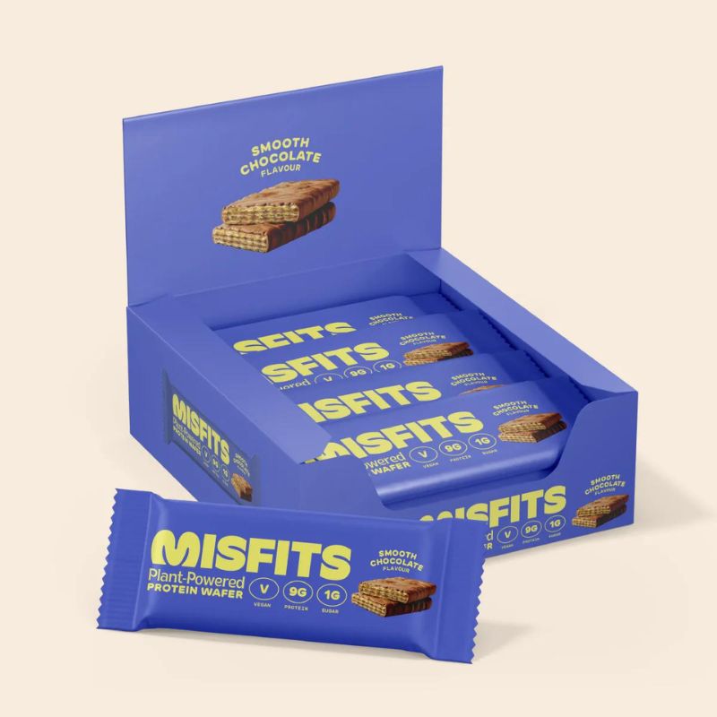 Misfits Vegan Protein Wafers 12x 37g BOX Smooth Chocolate (MHD 24/08/24)