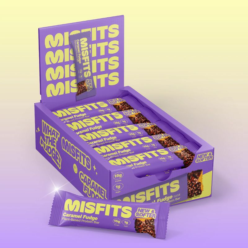 Misfits Vegan Soft Protein Bar 15x50g BOX Caramel Fudge