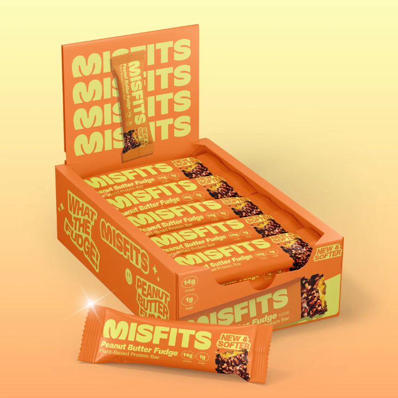 Misfits Vegan Soft Protein Bar 15x50g BOX Peanut Butter Fudge