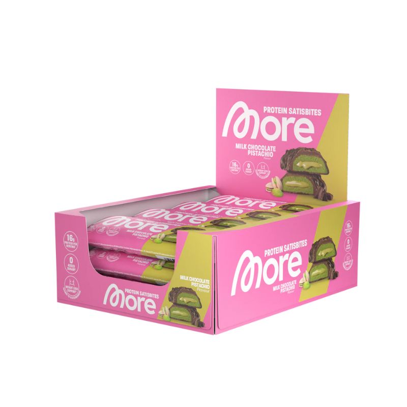 More Protein Satisbites 12 x 2x25g BOX Milk Chocolate Pistachio