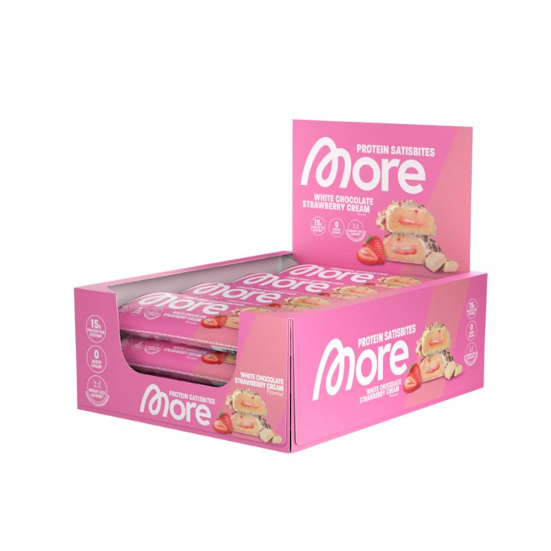 More Protein Satisbites 12 x 2x25g BOX White Chocolate Strawberry Cream