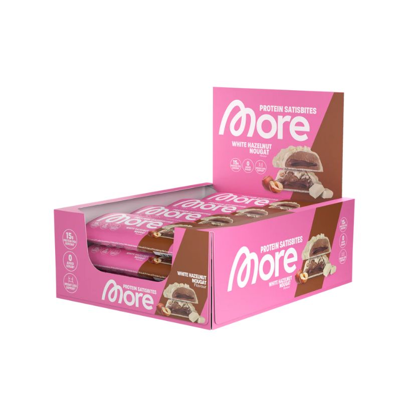 More Protein Satisbites 12 x 2x25g BOX White Hazelnut Nougat