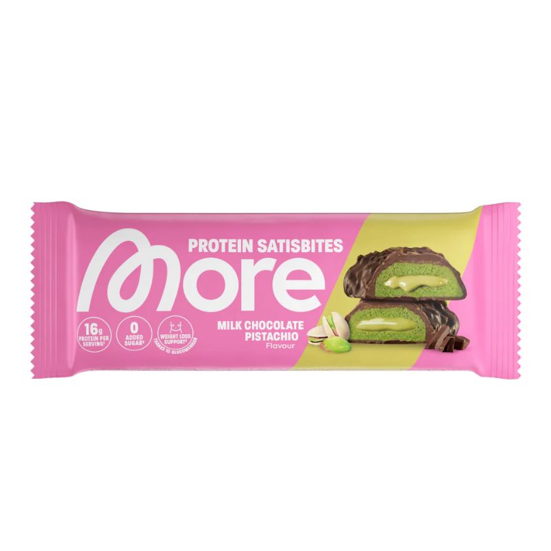 More Protein Satisbites 2 x 25g Bites Milk Chocolate Pistachio