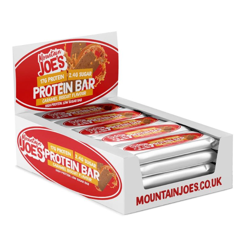 Mountain Joe's Protein Bar 55g 12 x 55g BOX Caramel Biscuit