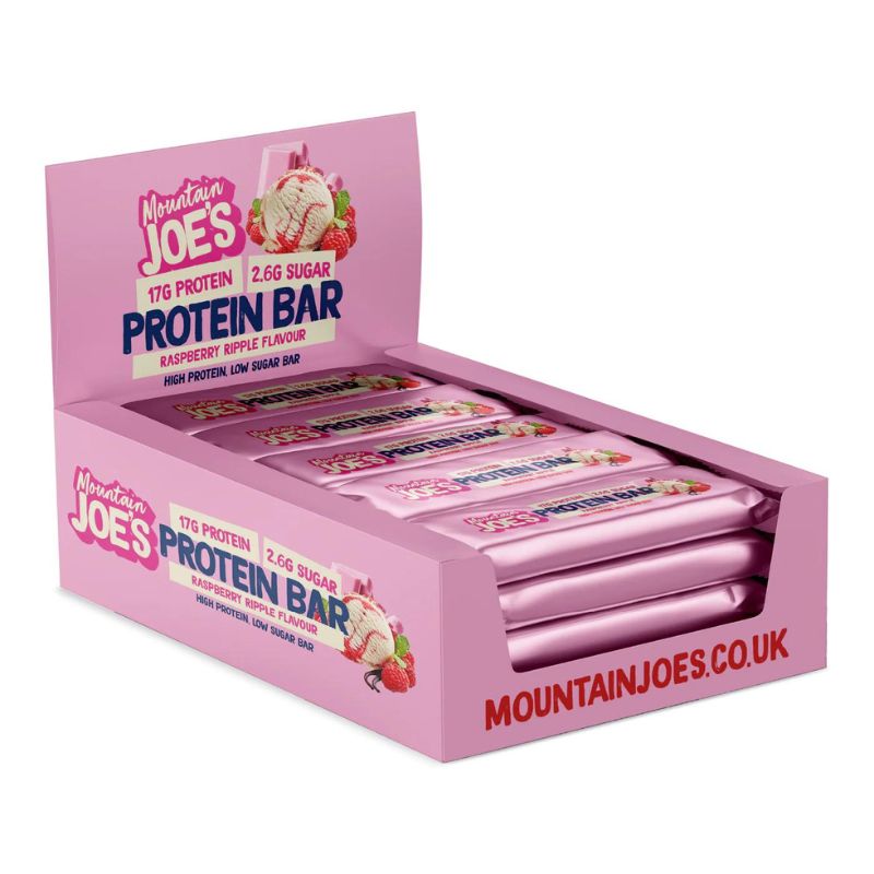 Mountain Joe's Protein Bar 55g 12 x 55g BOX Raspberry Ripple