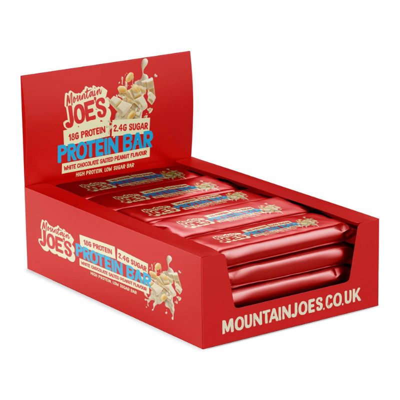Mountain Joe's Protein Bar 55g 12 x 55g BOX White Chocolate Salted Peanut