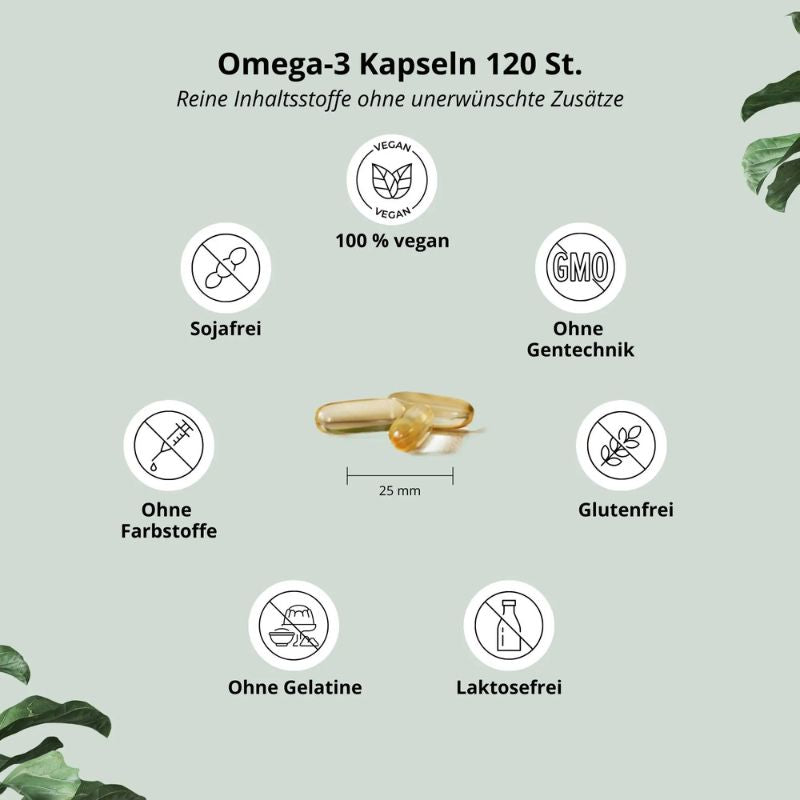 Nutri-Plus Omega 3 Vegan - mit EPA + DHA - 120 Kapseln