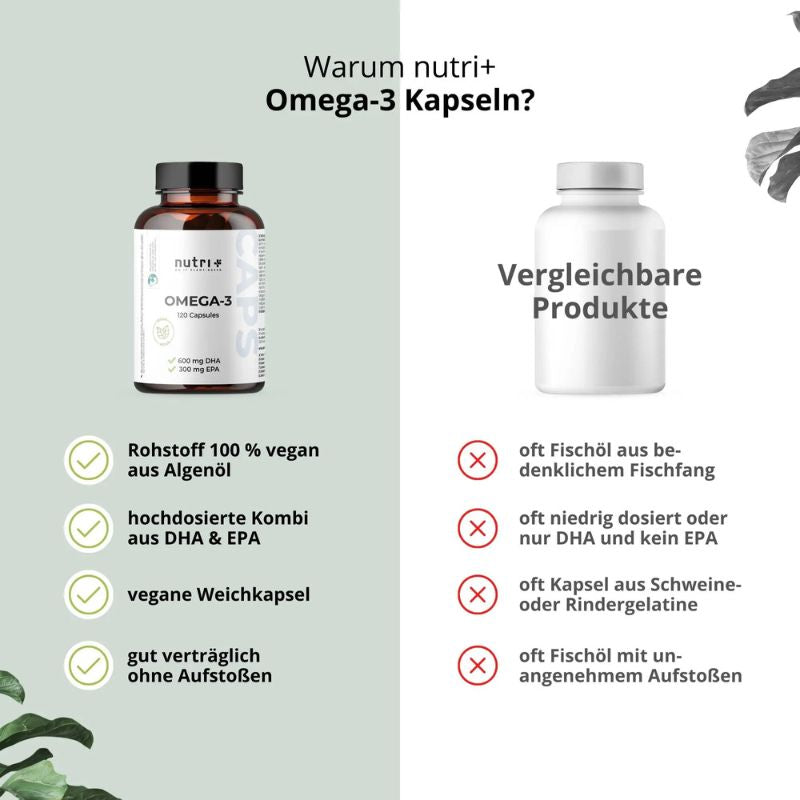 Nutri-Plus Omega 3 Vegan - mit EPA + DHA - 120 Kapseln