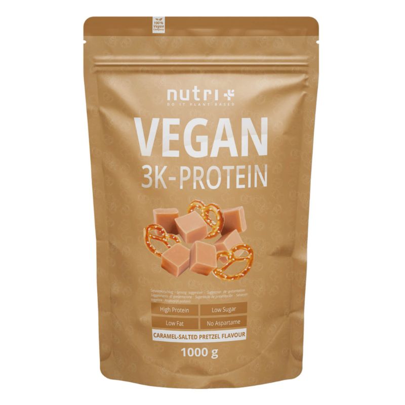 Nutri-Plus Vegan 3K Proteinpulver Caramel-Salted Pretzel