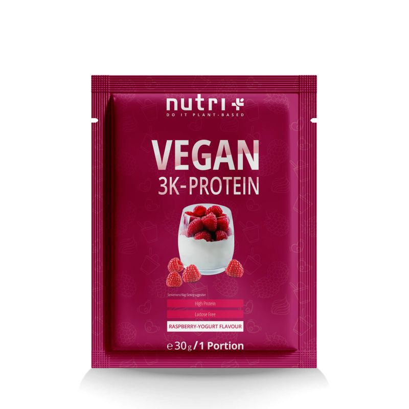 Nutri-Plus Vegan 3K Proteinpulver Probe 30g Raspberry Yoghurt