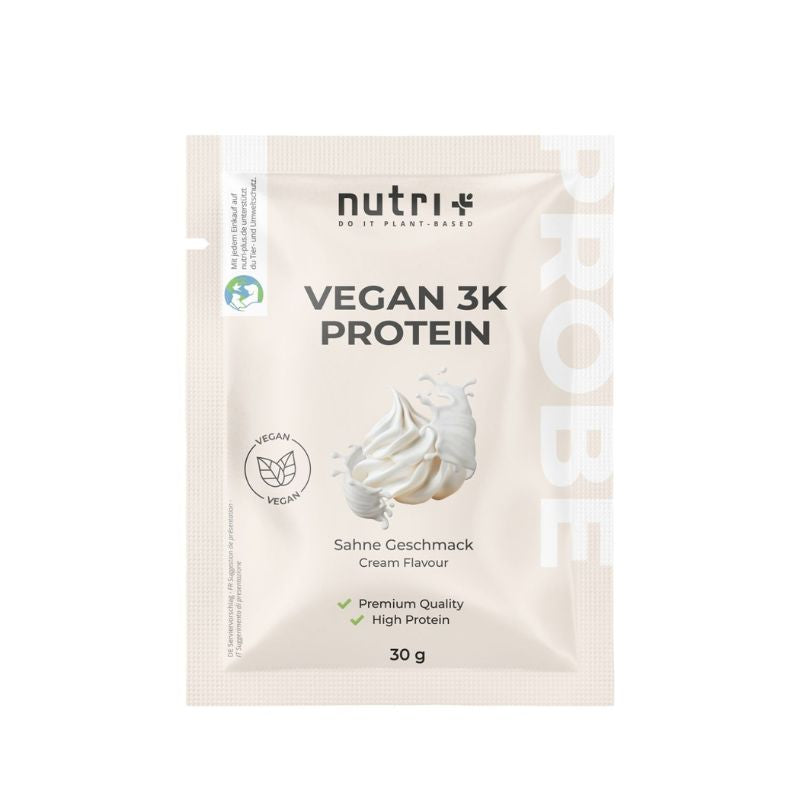 Nutri-Plus Vegan 3K Proteinpulver Probe 30g Sahne