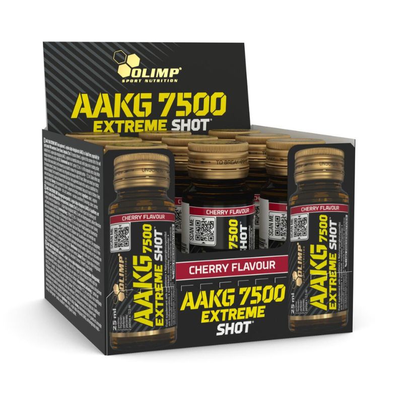 Olimp AAKG 7500 Extreme Shots Glas 9x25ml Ampulle BOX Cherry