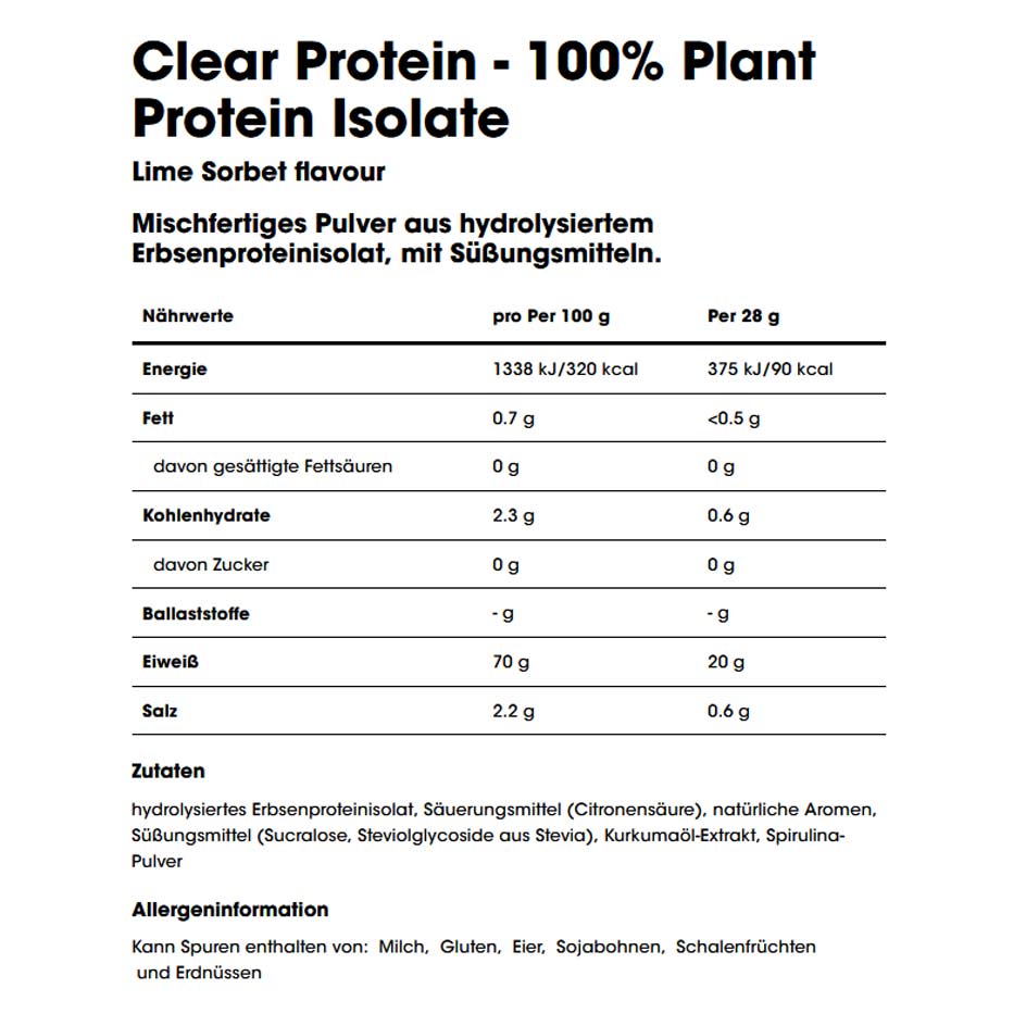 Optimum Nutrition Clear Protein 100% Plant Protein Isolate 280g (MHD-Ausverkauf)