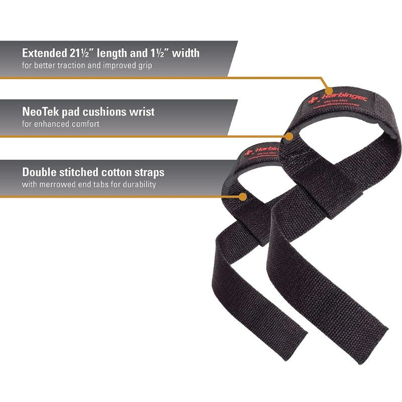 Padded Cotton Lifting Straps (Black)