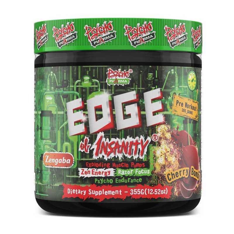 Psycho Pharma Edge of Insanity Pre-Workout, 350g Cherry Bomb
