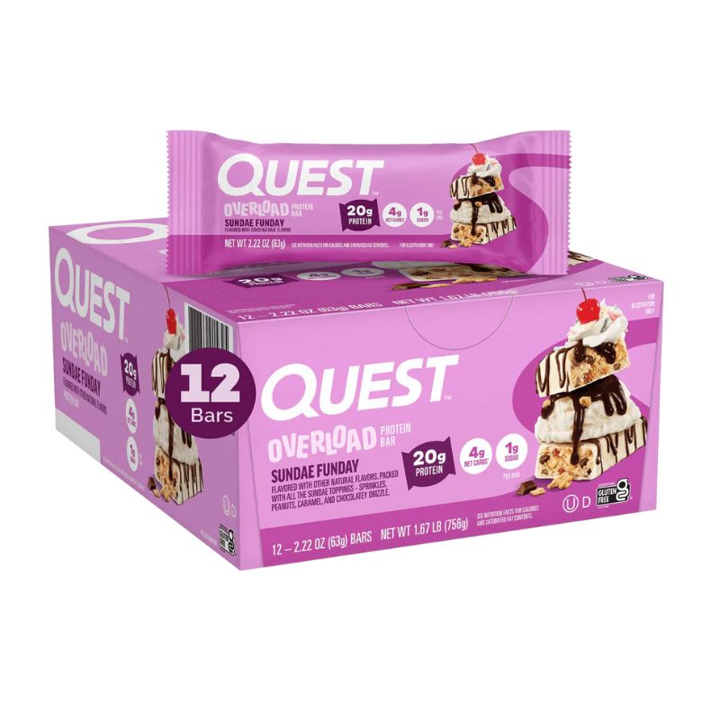 Quest Nutrition Quest Bar Overload Bars Proteinriegel 12 Riegel BOX Sundae Funday