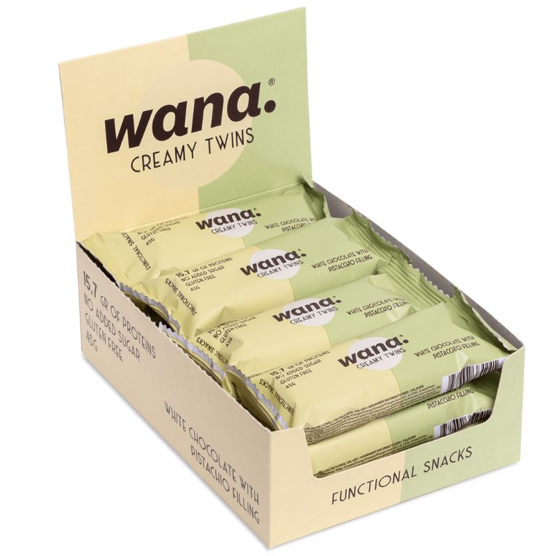 Wana Bars Creamy Twins 12x45g BOX White Chocolate & Pistachio Filling