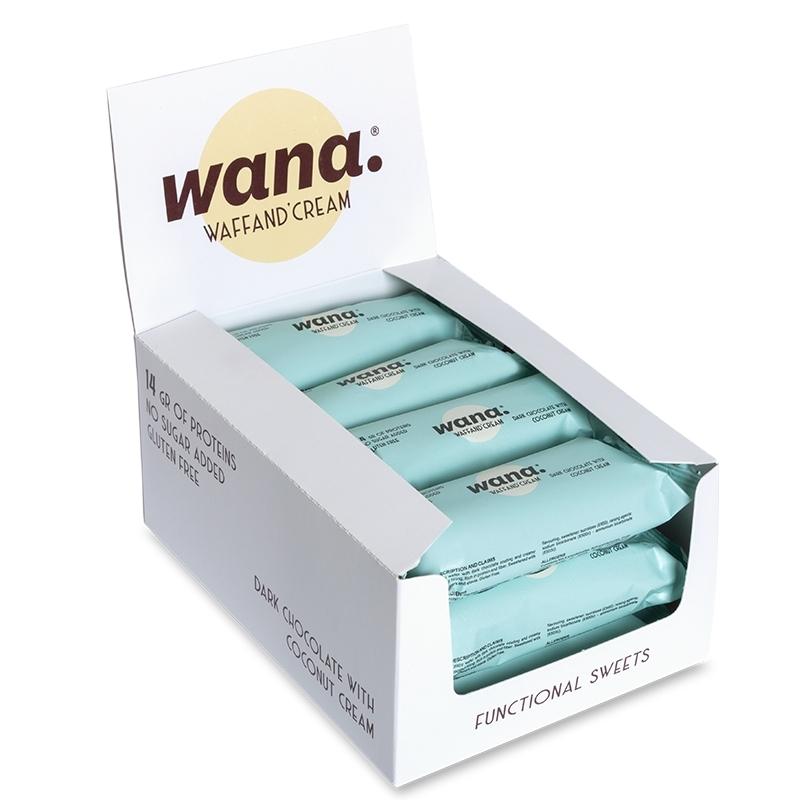 WaNa Protein-Riegel Waff'and Cream BOX  | 12x43g Dunkle Schokolade mit Kokos-Füllung