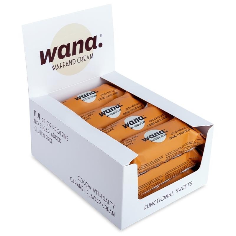 WaNa Protein-Riegel Waff'and Cream BOX  | 12x43g Schoko-Haselnuss und Salty-Caramel-Füllung