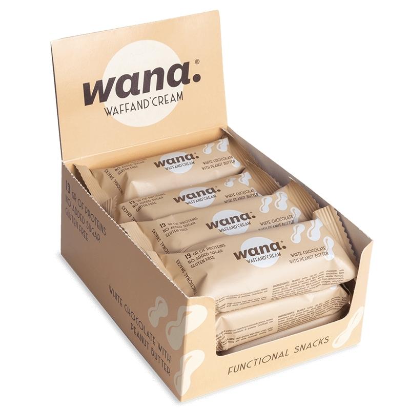 WaNa Protein-Riegel Waff'and Cream BOX  | 12x43g Weisse Schokolade mit Erdnussbutter-Füllung