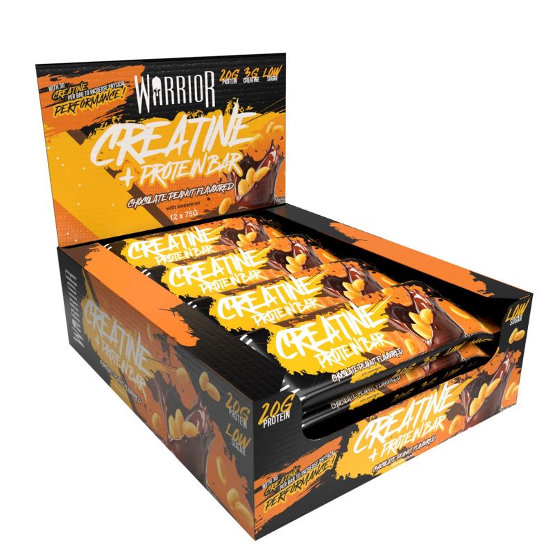 Warrior Creatine Protein Bar, 75g 12 x 75g BOX Chocolate Peanut