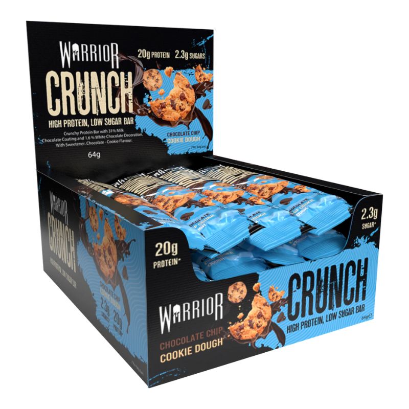 Warrior Protein Crunch Bar (64g) 12 x 64g BOX Choco Chip Cookie Dough
