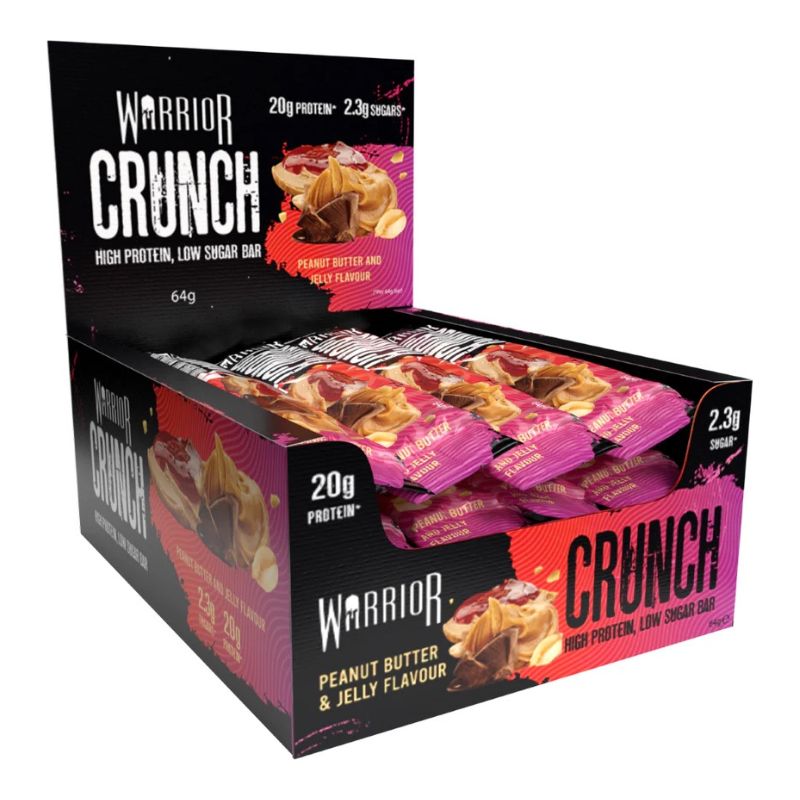 Warrior Protein Crunch Bar (64g) 12 x 64g BOX Peanut Butter&Jelly
