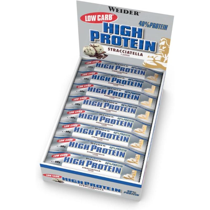 Weider 40% High Protein Bar 24 x50g BOX Stracciatella