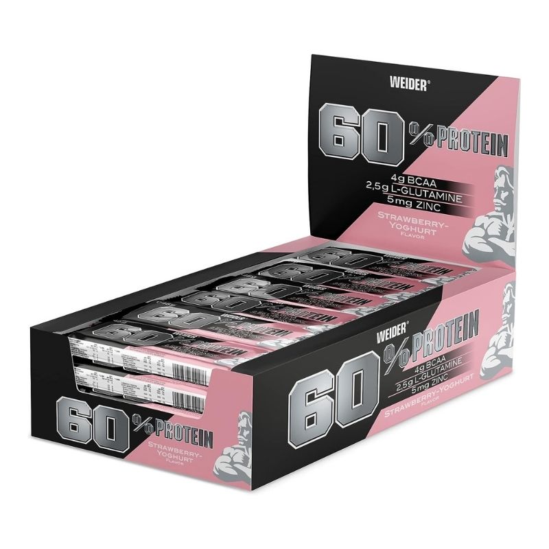 Weider 60% Protein Bar 24x45g BOX Strawberry-Yoghurt (MHD 09/24)
